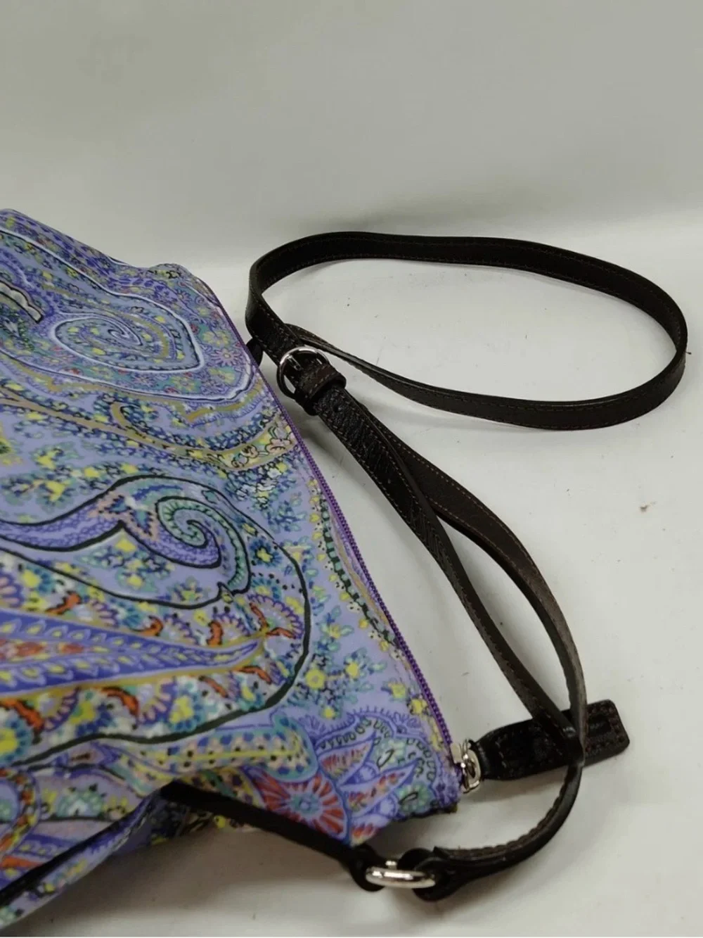 Etro Lavender Paisley Crossbody with Dark Brown Strap